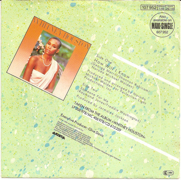 Whitney* : How Will I Know (7", Single, RP)