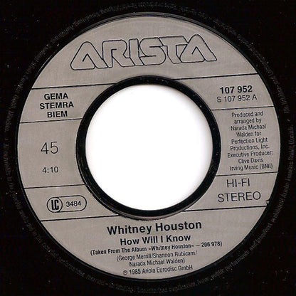 Whitney* : How Will I Know (7", Single, RP)