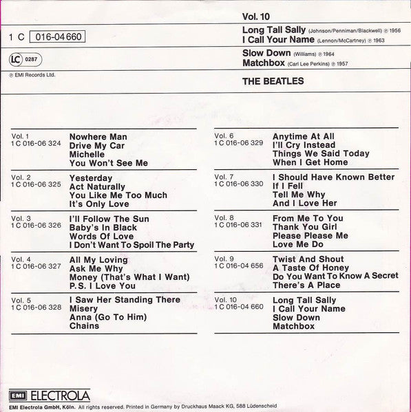 The Beatles : Die Grössten Vier Vol.10 (7", EP, Mono, RE)