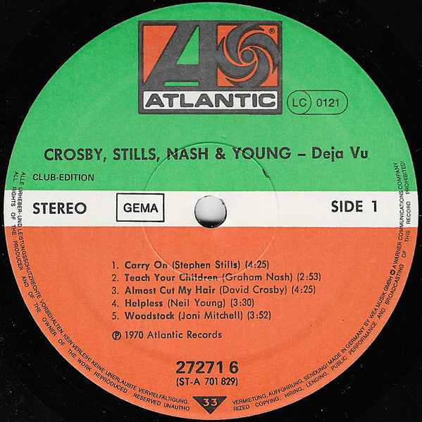 Crosby, Stills, Nash & Young : Déjà Vu (LP, Album, Club, RE)