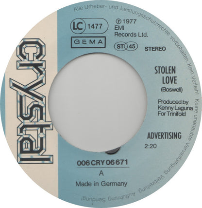 Advertising : Stolen Love / Suspender Fun (7", Single)
