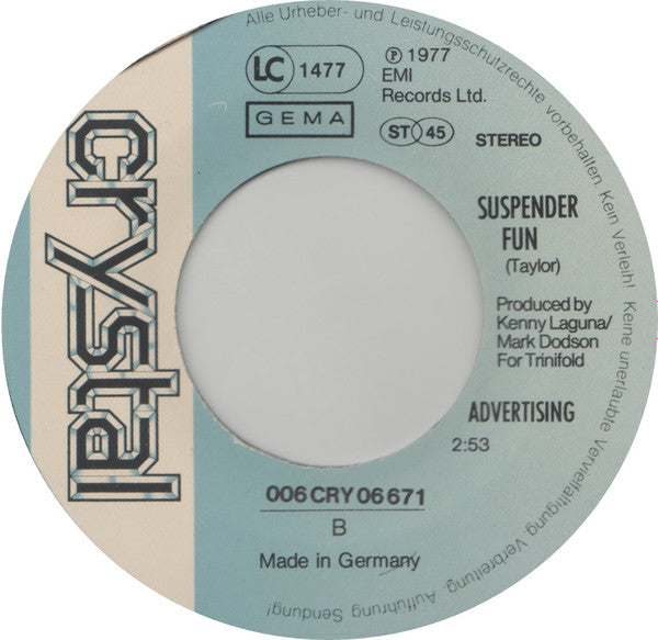 Advertising : Stolen Love / Suspender Fun (7", Single)