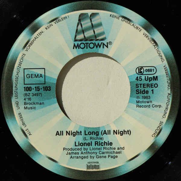 Lionel Richie : All Night Long (All Night) (7", Single)