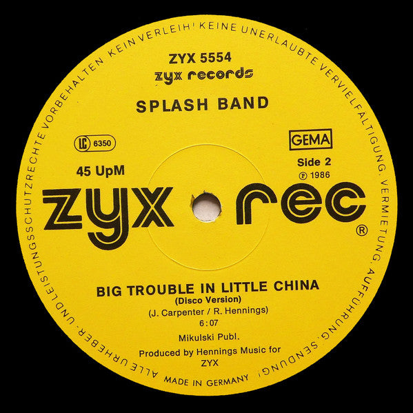 Splash Band* : Big Trouble In Little China (12")