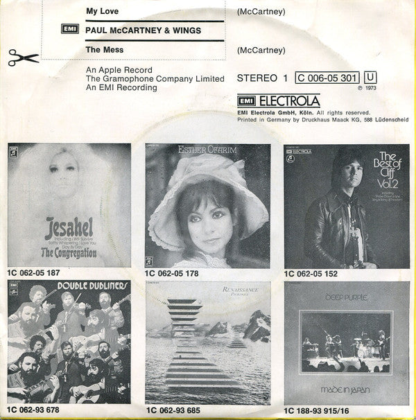 Paul McCartney & Wings* : My Love / The Mess (7", Single)