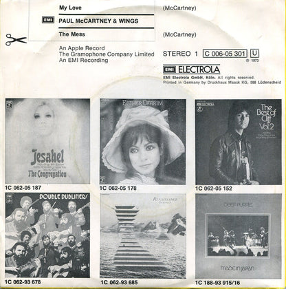 Paul McCartney & Wings* : My Love / The Mess (7", Single)