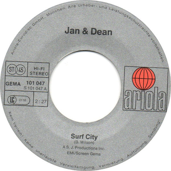Jan & Dean : Surf City  (7", Single)
