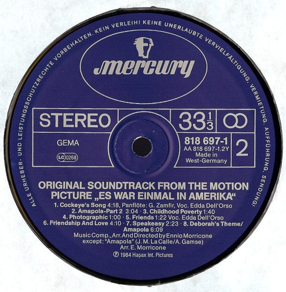 Ennio Morricone : Es War Einmal In Amerika (Original Motion Picture Soundtrack) (LP, Album)