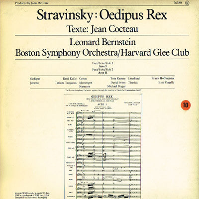 Stravinsky* - Leonard Bernstein, Tatiana Troyanos, René Kollo, Boston Symphony Orchestra : Oedipus Rex (LP, Gat)