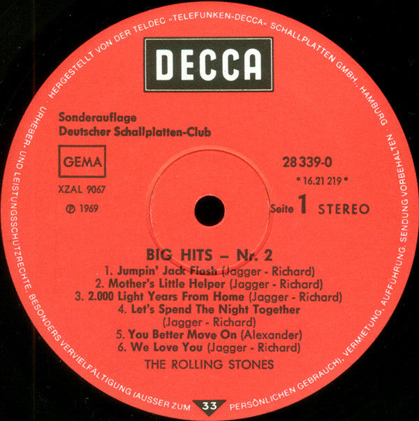 The Rolling Stones : Big Hits 2 (LP, Comp, Club)