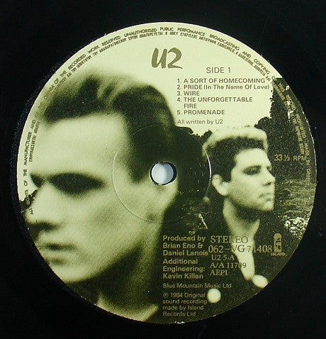 U2 : The Unforgettable Fire (LP, Album)