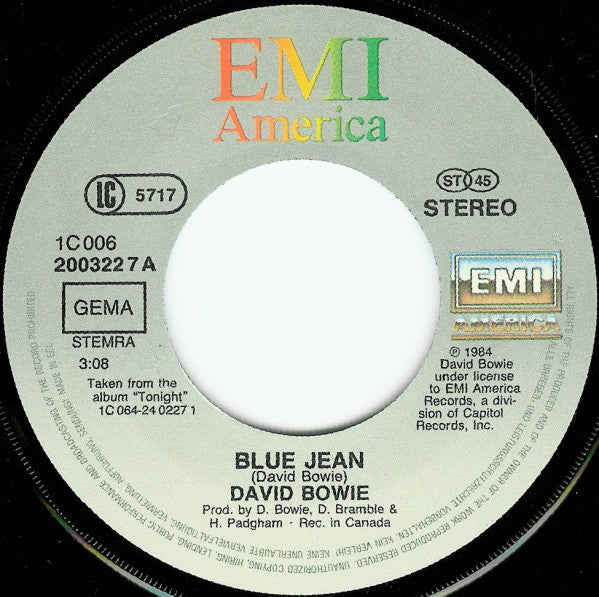 David Bowie : Blue Jean (7", Single)