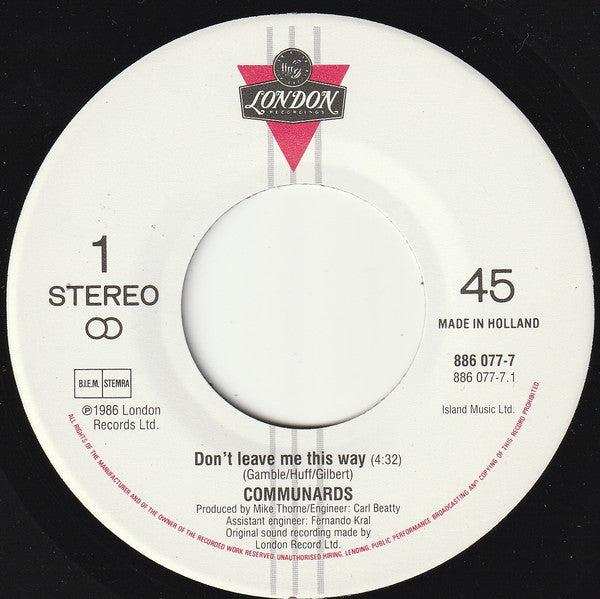 Communards* With Sarah Jane Morris : Don't Leave Me This Way (7", Single)