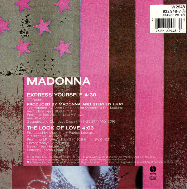 Madonna : Express Yourself (7", Single, Lar)