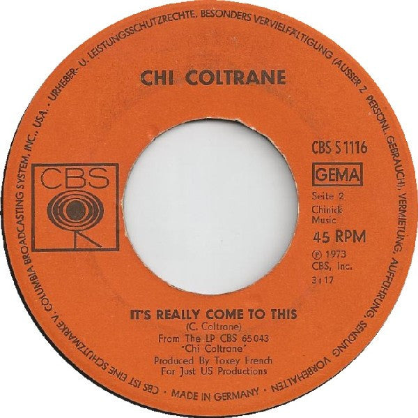 Chi Coltrane : Go Like Elijah (7", Single)