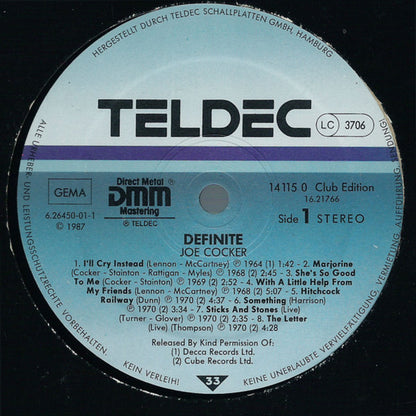 Joe Cocker : Definite. 1964 ~ 1986 (His Greatest Songs) (LP, Comp, Club, Gat)