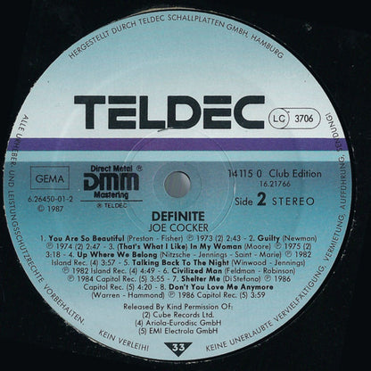 Joe Cocker : Definite. 1964 ~ 1986 (His Greatest Songs) (LP, Comp, Club, Gat)