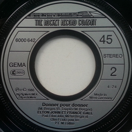 Elton John, France Gall : Les Aveux / Donner Pour Donner (7")