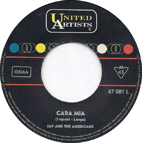 Jay And The Americans* : Cara Mia (7", Single, Mono)