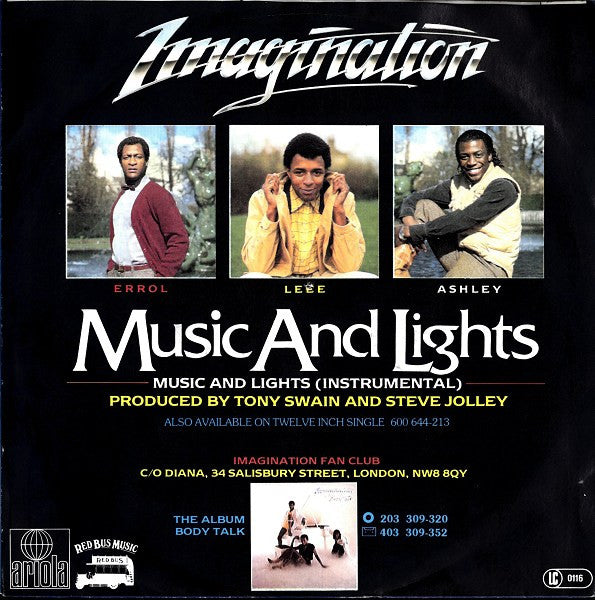 Imagination : Music And Lights (7", Single)