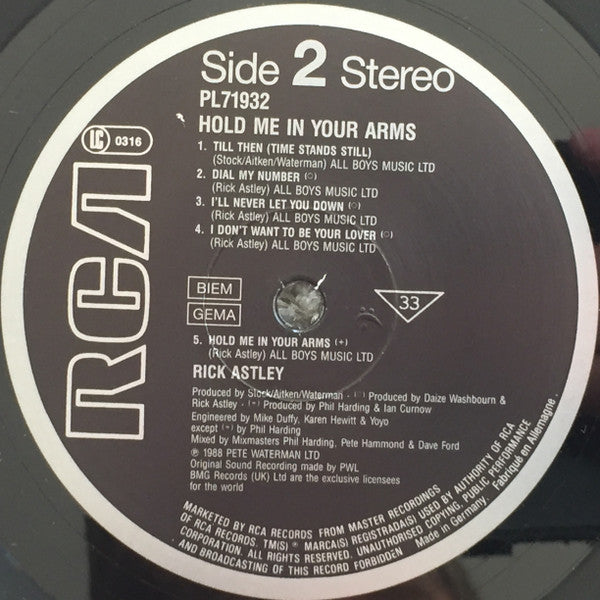 Rick Astley : Hold Me In Your Arms (LP, Album)