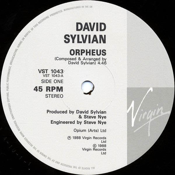 David Sylvian : Orpheus (12", Single)