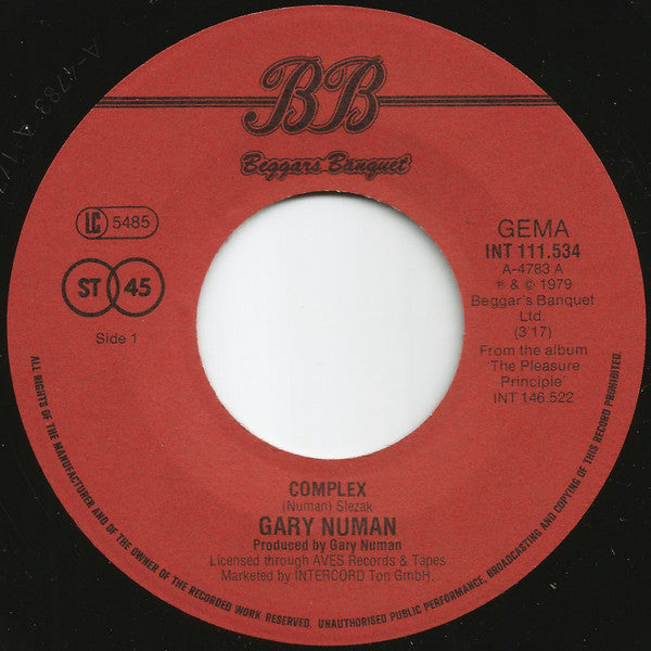 Gary Numan : Complex (7", Single)