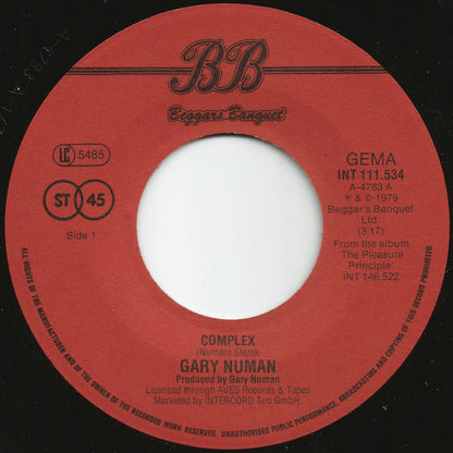 Gary Numan : Complex (7", Single)