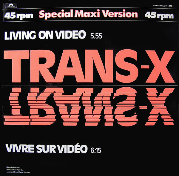 Trans-X : Living On Video / Vivre Sur Vidéo (12", EP, Maxi)