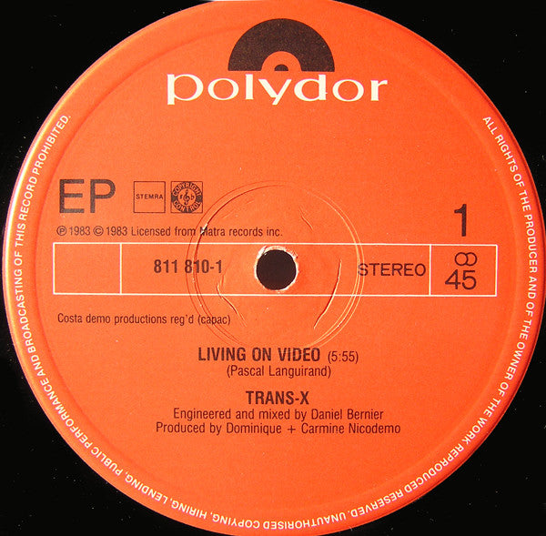 Trans-X : Living On Video / Vivre Sur Vidéo (12", EP, Maxi)