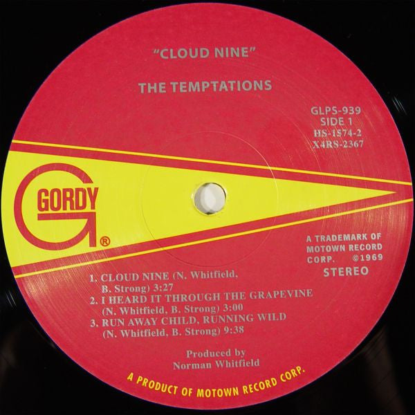 The Temptations : Cloud Nine (LP, Album, RE, RM, 180)