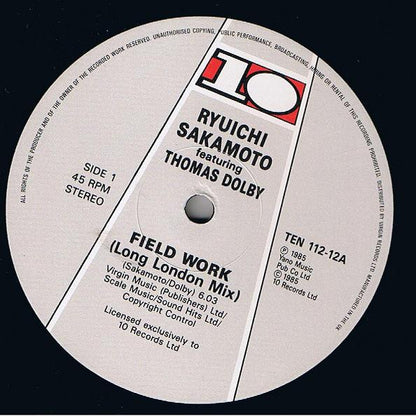 Ryuichi Sakamoto Featuring Thomas Dolby : Field Work (12", Single)