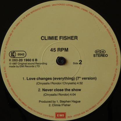 Climie Fisher : Love Changes (Everything) (12", Maxi)