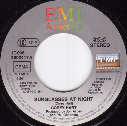 Corey Hart : Sunglasses At Night (7", Single)