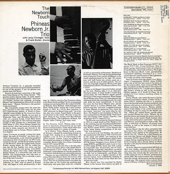 Phineas Newborn Jr. Trio* : The Newborn Touch (LP, Album)