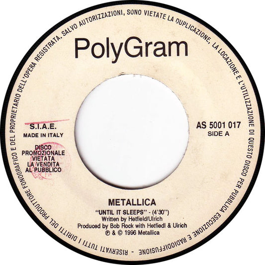 Metallica / Mark Knopfler : Until It Sleeps / Cannibals (7", Jukebox, Promo)