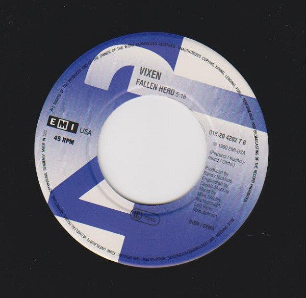 Vixen (2) : Not A Minute Too Soon (7", Single)