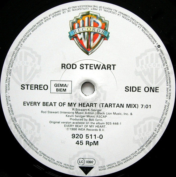 Rod Stewart : Every Beat Of My Heart (Tartan Mix) (12")