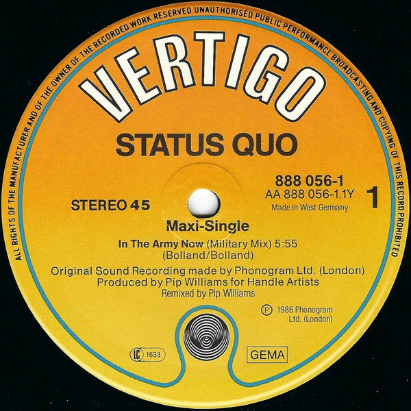 Status Quo : In The Army Now (12", Maxi)