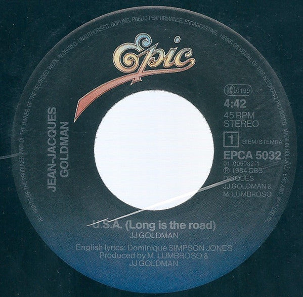 Jean-Jacques Goldman : U.S.A (Long Is The Road) (7", Single)
