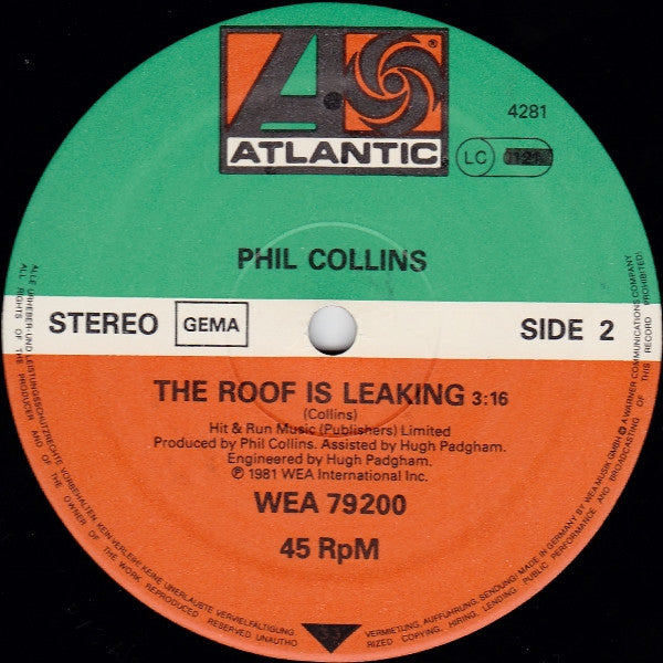 Phil Collins : In The Air Tonight (12", Maxi, Ltd)