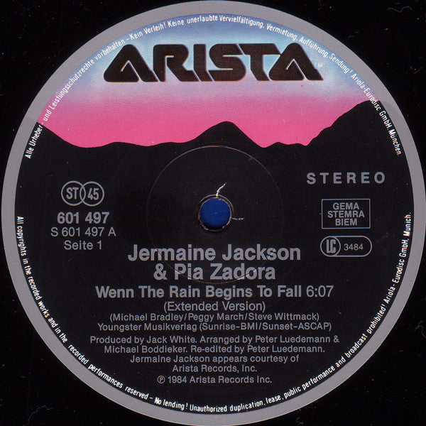 Jermaine Jackson & Pia Zadora : When The Rain Begins To Fall (12", Maxi, M/Print)