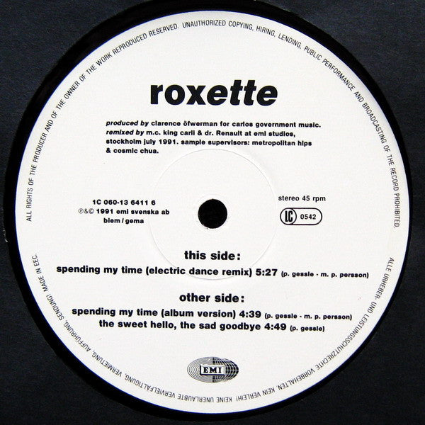 Roxette : Spending My Time (12", Single)
