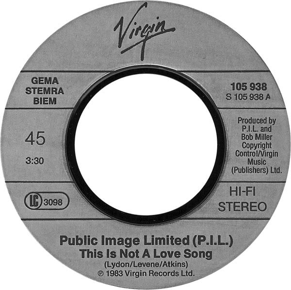 PIL* : This Is Not A Love Song (7", Single)