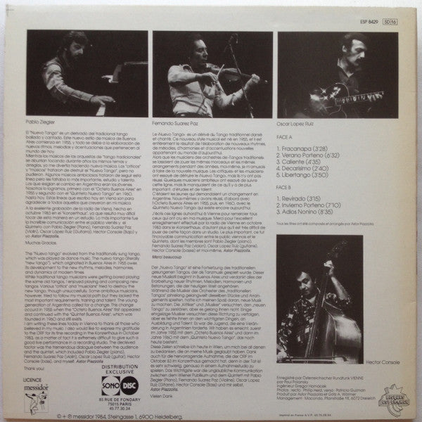 Astor Piazzolla Y Su Quinteto Tango Nuevo : Concert À Vienne (LP, Album)