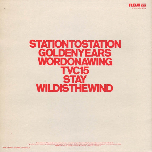 David Bowie : Station To Station (LP, Album)