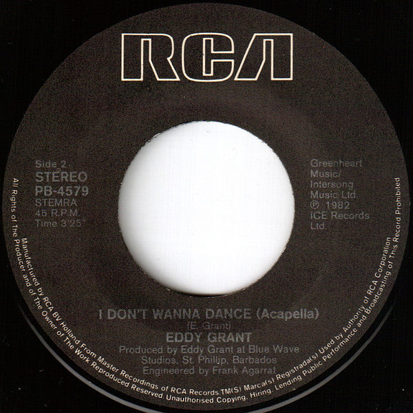 Eddy Grant : I Don't Wanna Dance (7", Single)