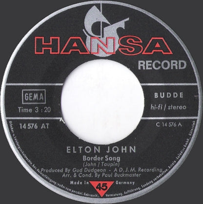Elton John : Border Song (7", Single)