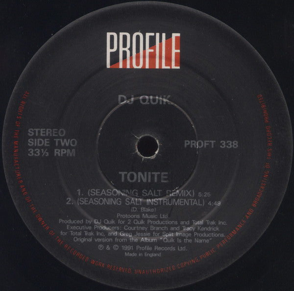 DJ Quik : Tonite (12", Single)