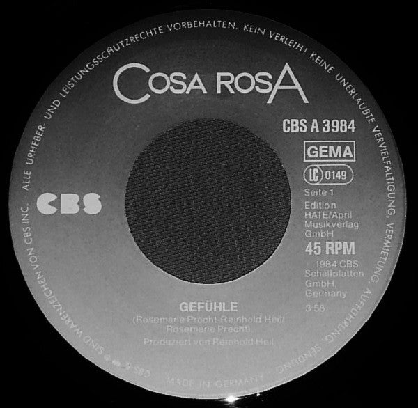 Cosa Rosa : Gefühle (7", Single)